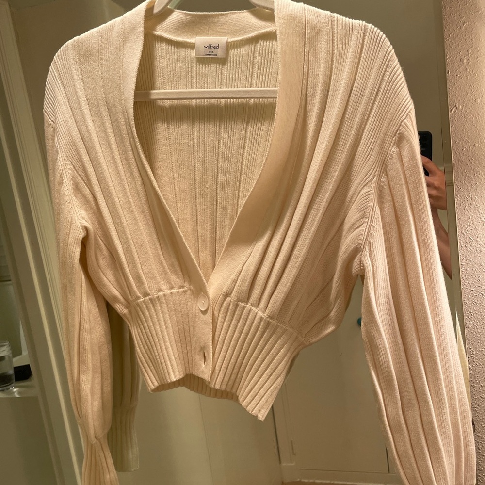 Wilfred Cream Ribbed Cardigan - Picture 2 of 3